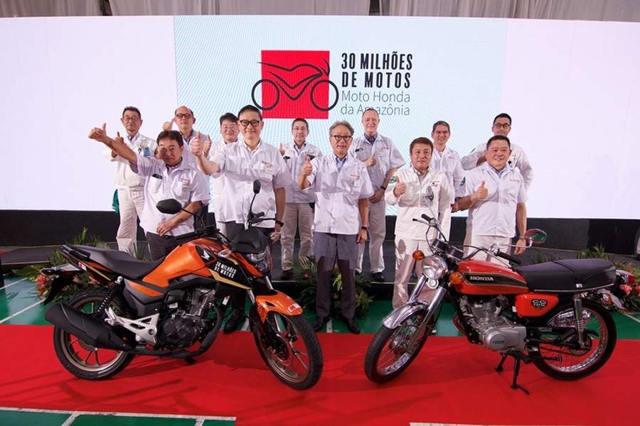Cerim&ocirc;nia comemorativa na f&aacute;brica da Moto Honda, em Manaus (AM)