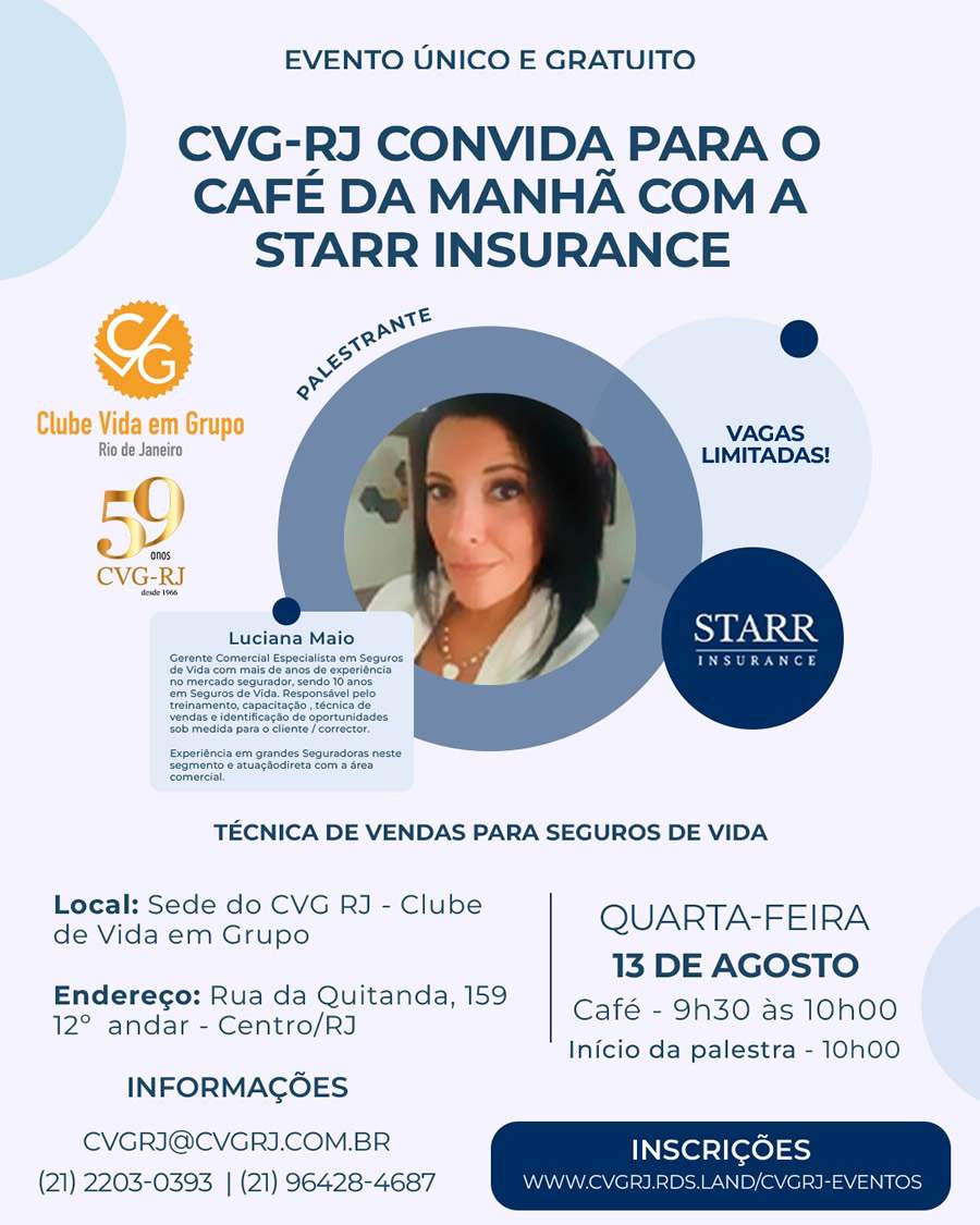 CVG-RJ promove café da manhã com a Starr Insurance no Rio de Janeiro