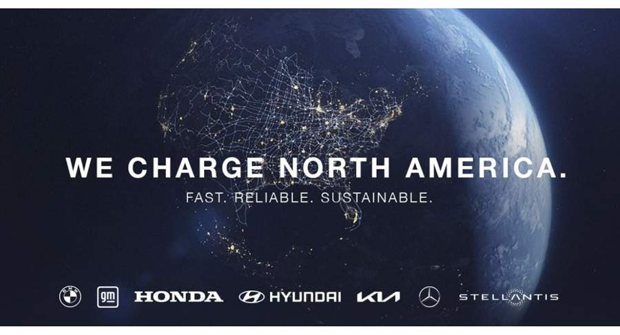 Sete fabricantes de ve&iacute;culos se unem para criar uma rede de recarga de alta pot&ecirc;ncia em toda a Am&eacute;rica do Norte