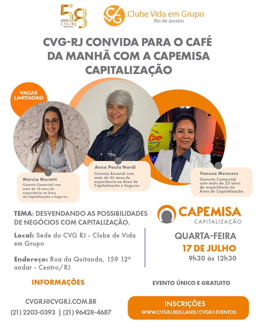 CVG-RJ recebe a Capemisa Capitaliza&ccedil;&atilde;o para o pr&oacute;ximo caf&eacute; da manh&atilde;