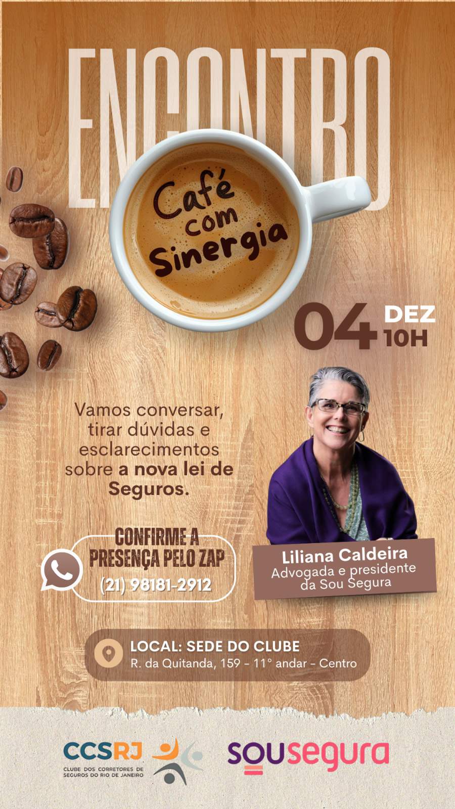 CCS-RJ promove Café com Sinergia com participação de Liliana Caldeira