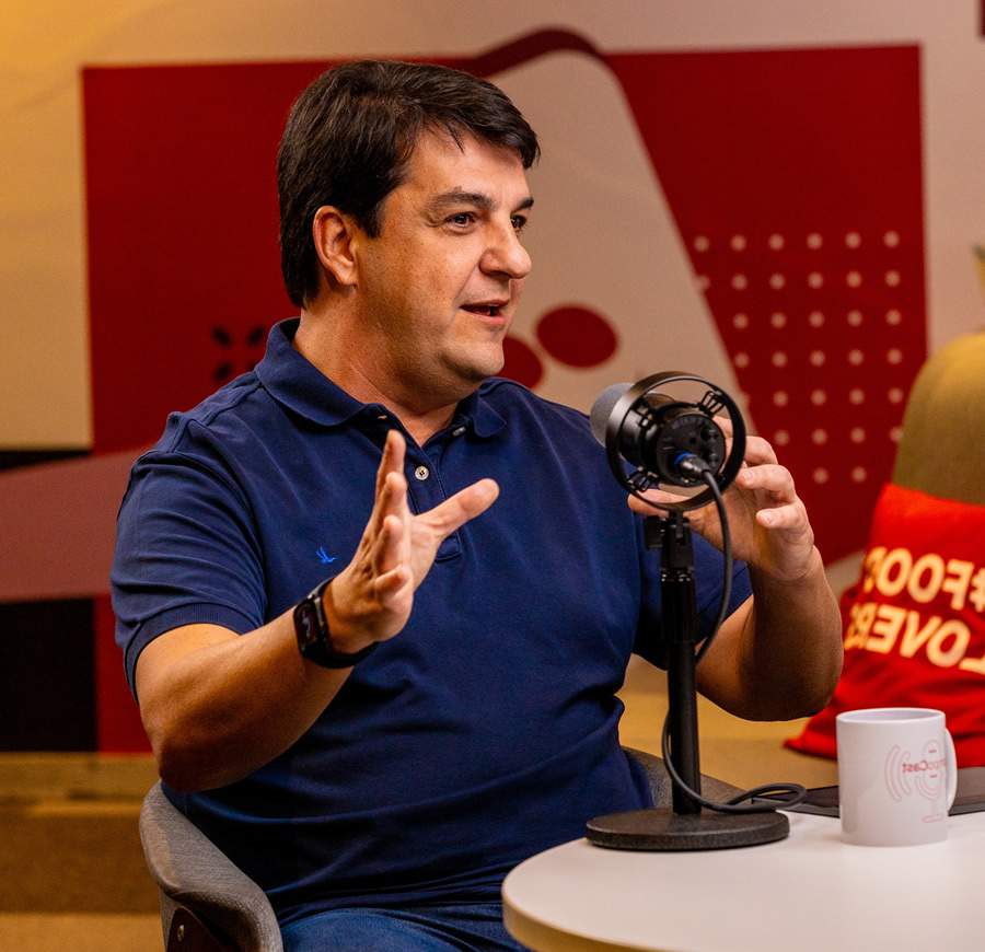 Rogério Santos, Diretor Comercial de Canais e Filiais da Sompo, durante a gravação do SompoCast
