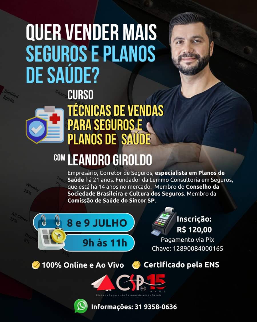 CSP-MG oferece curso para impulsionar vendas em seguros e planos de saúde