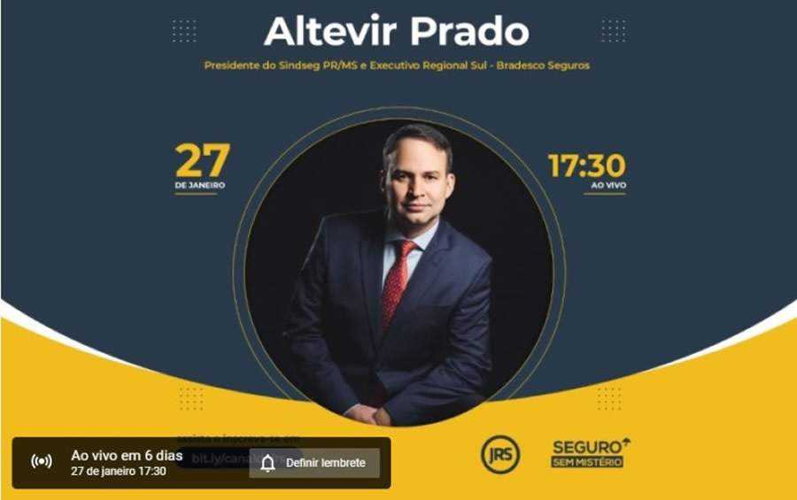 Presidente do Sindseg PR/MS Altevir Prado participa do Seguro Sem Mist&eacute;rio nesta quinta-feira