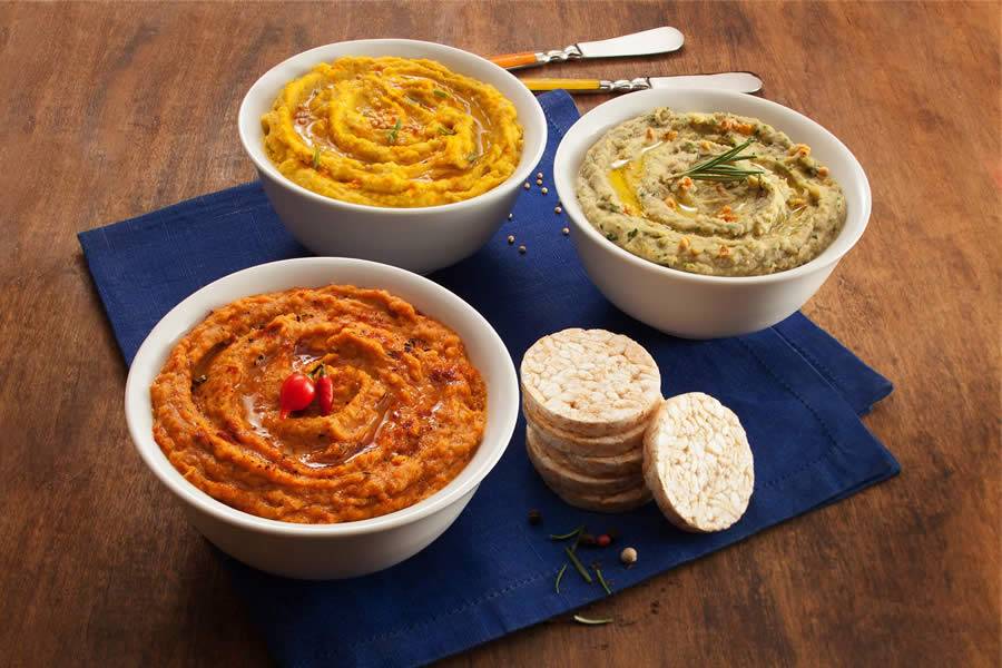 Sugestão para receber com sabor e praticidade: Trio de pastas com grão de bico