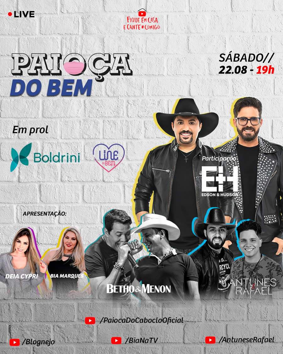 Edson &amp; Hudson fazem live em prol do Centro Infantil Boldrini neste sábado