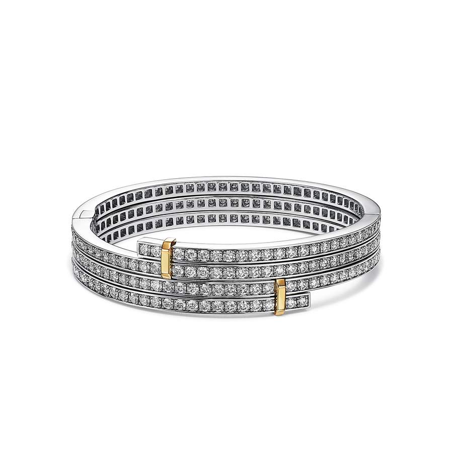 Pulseira em platina e ouro amarelo 18k com diamantes