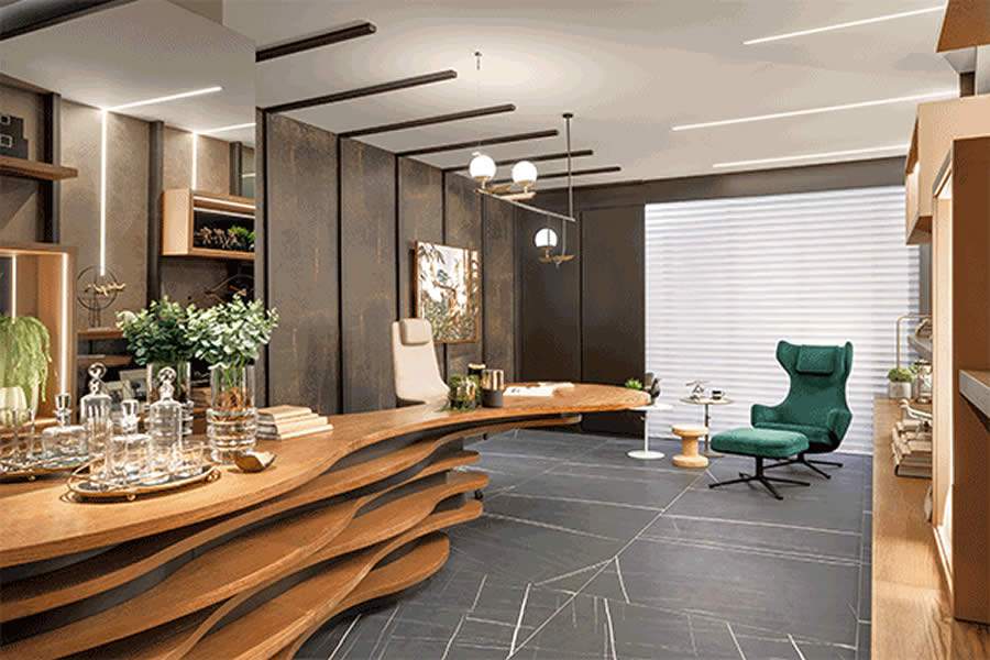 Escritório com MDF Vesúvio Volpi Arquitetura Curitiba PR_Meu Ambiente Guararapes