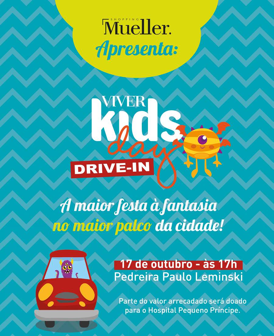 VIVER Kids Day Drive-in traz festa à fantasia kids na Pedreira