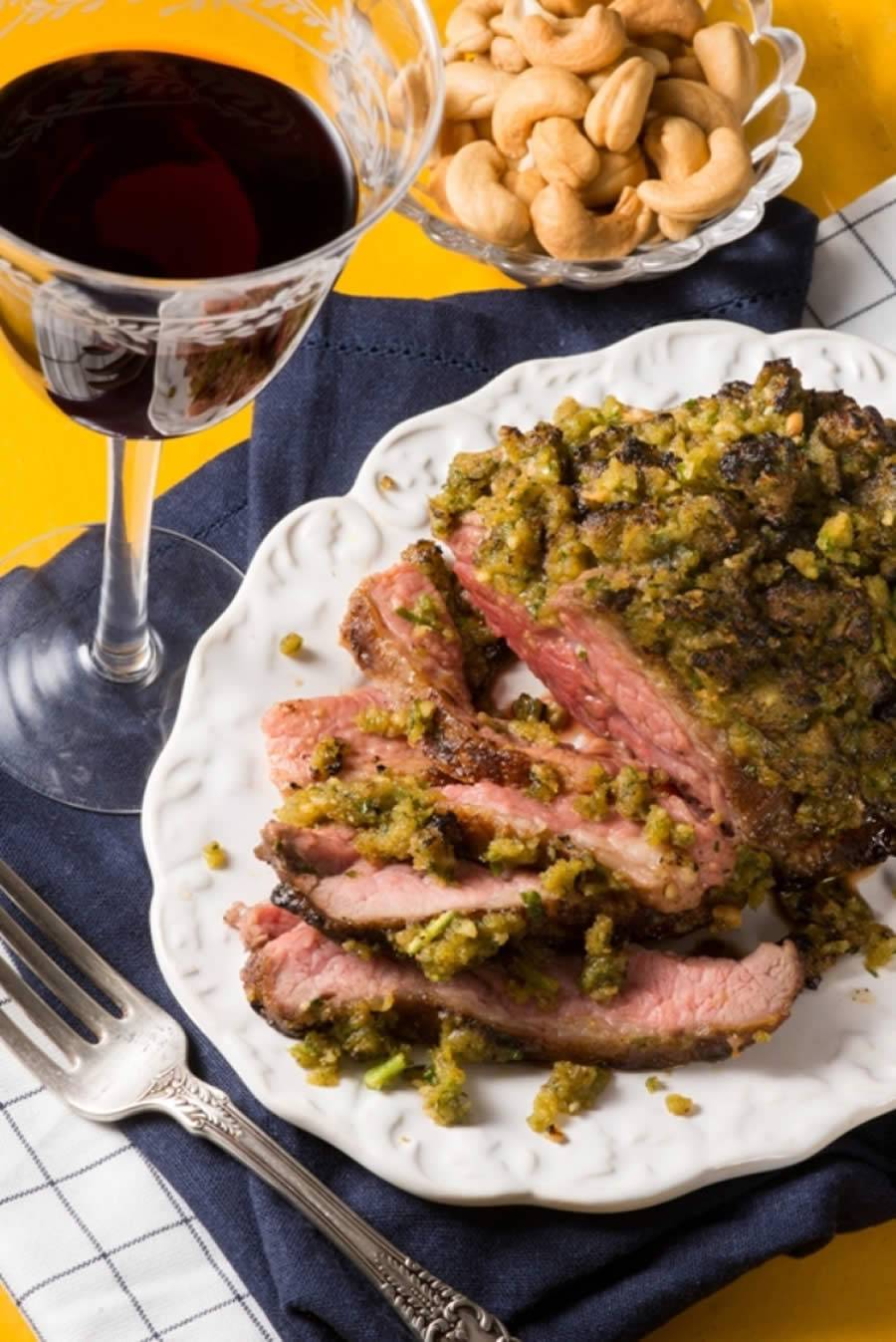 Fraldinha em crosta de pesto