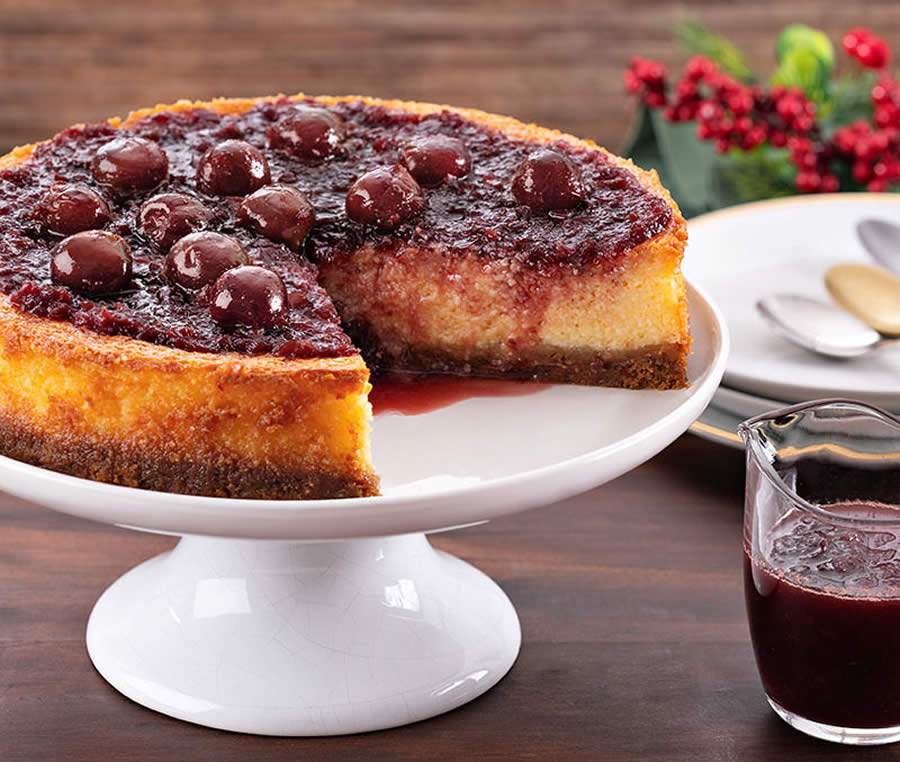 Cheesecake de Cerejas ao Vinho do Porto - Divulgação Piraquê