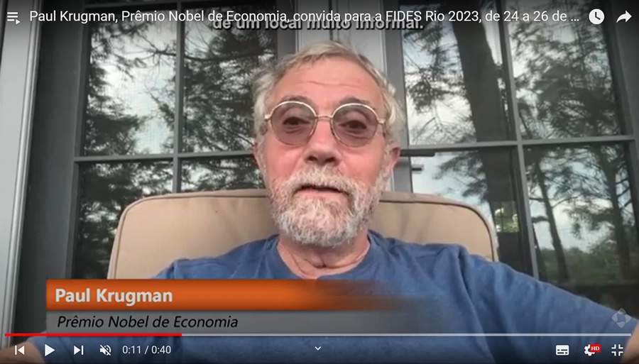 V&Iacute;DEO: o Nobel de Economia, Paul Krugman, convida para a FIDES Rio 2023