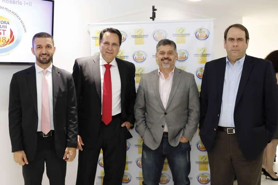 Da esquerda para a direita, Deivid Pereira, Geraldo Andrade, Fabio Basilone e Augusto Brum, executivos da Som.us