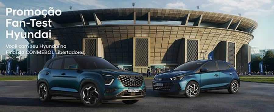 Promo&ccedil;&atilde;o &ldquo;Fan Test Hyundai&rdquo; sorteia um HB20, um CRETA e leva clientes &agrave; final da Libertadores em Buenos Aires