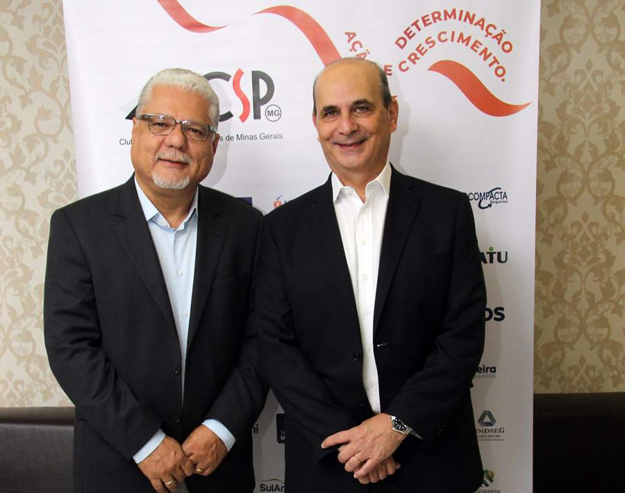 Jo&atilde;o Paulo Moreira de Mello, presidente do CSP-MG e anfitri&atilde;o do evento, Edson Franco, presidente da FenaPrevi - Fotos: Arnaldo Athayde