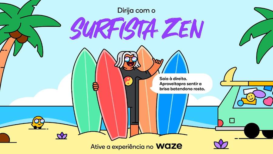 Hang loose: Waze lança nova experiência de direção com surfista zen
