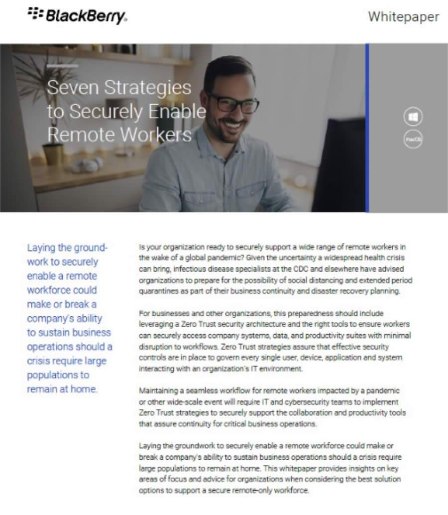 White paper: sete estrat&eacute;gias para habilitar com seguran&ccedil;a profissionais em trabalho remoto
