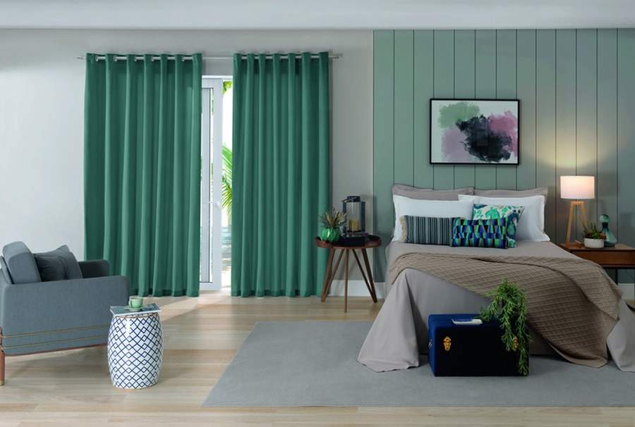 Cortina Veludo Verde Mineral - Bella Janela