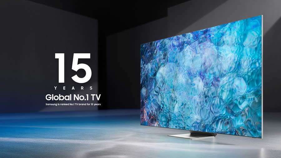 Samsung é eleita líder global na fabricação de TVs pelo 15º ano consecutivo