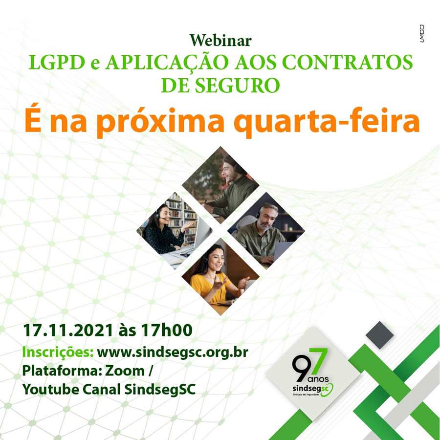 &Eacute; na pr&oacute;xima quarta-feira: Webinar LGPD e Aplica&ccedil;&atilde;o aos contratos de seguro