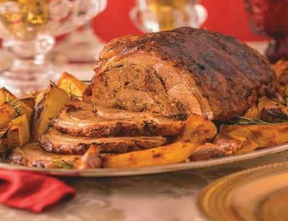 Pernil Seara com Figo Seco, Pistache e Batata R&uacute;stica