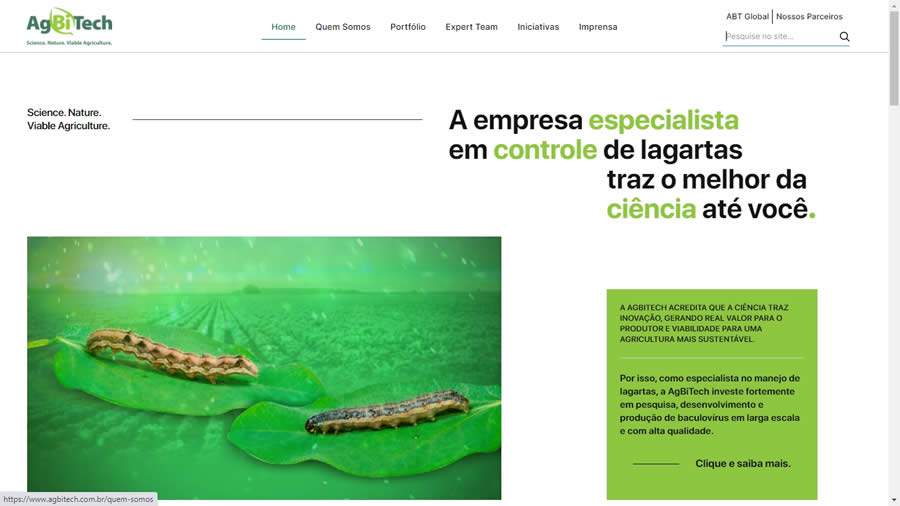 Controle biológico na rede - AgBiTech lança primeiro espaço digital com informações completas sobre lagartas e baculovírus na agricultura