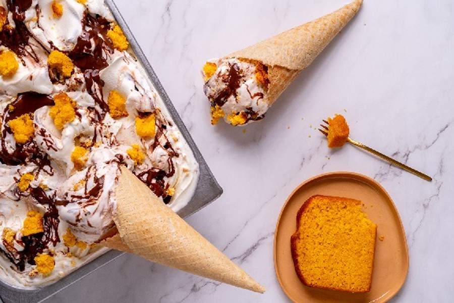 Bacio di Latte lan&ccedil;a gelato Bolo de Cenoura