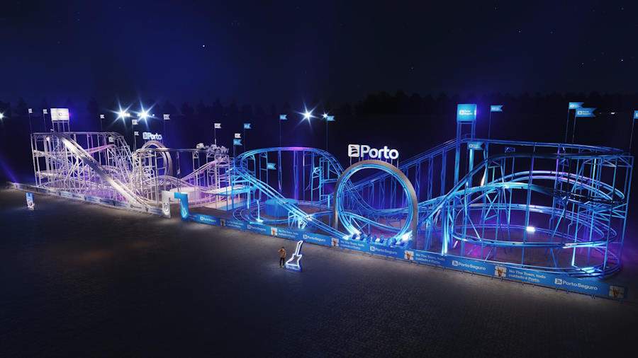 Uma das atra&ccedil;&otilde;es do The Town &eacute; a montanha-russa dupla da Porto, que contar&aacute; com dois loopings e acomodar&aacute; at&eacute; 24 pessoas por vez.