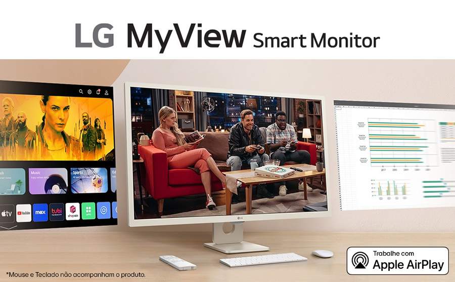 O novo monitor smart LG MyView Smart é completo para diversão e produtividade. Crédito: Divulgação LG.