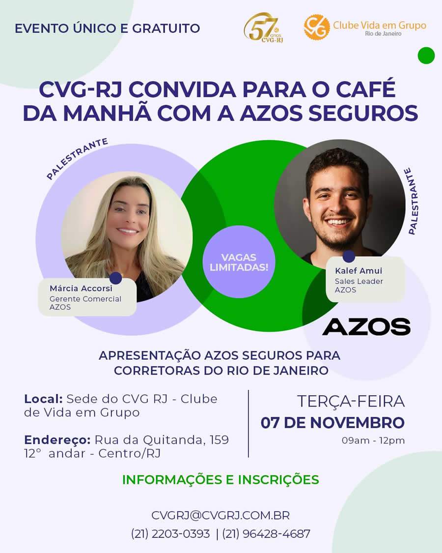 CVG-RJ convida para caf&eacute; da manh&atilde; com a Azos Seguros