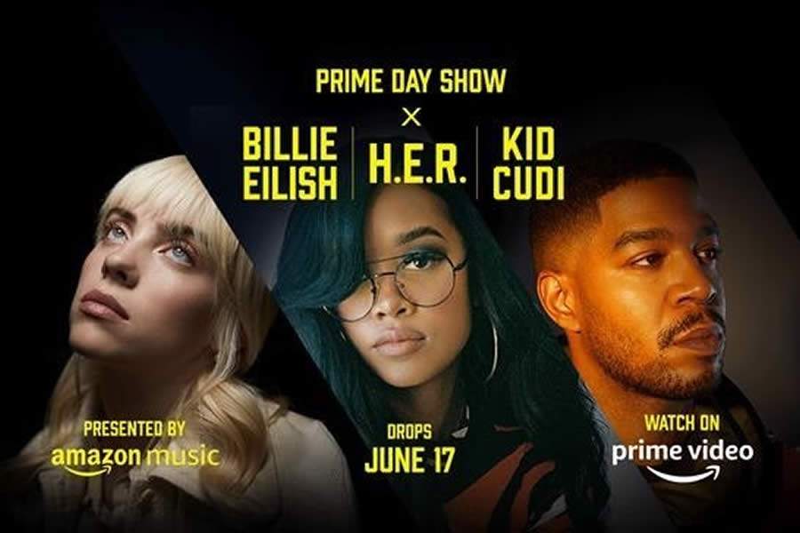 Amazon anuncia o Prime Day Show, apresentando artistas inovadores, como Billie Eilish, H.E.R. e Kid Cudi em um evento musical dividido em três partes para fãs de todo o mundo