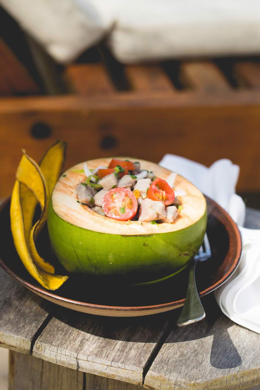 Ceviche de Coco Verde é uma deliciosa sugestão refrescante da Costa do Cacau