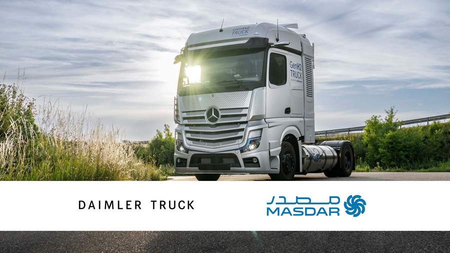 Daimler Truck e a Masdar exploram op&ccedil;&otilde;es de abastecimento de hidrog&ecirc;nio l&iacute;quido para descarbonizar os transportes rodovi&aacute;rios de carga da Europa