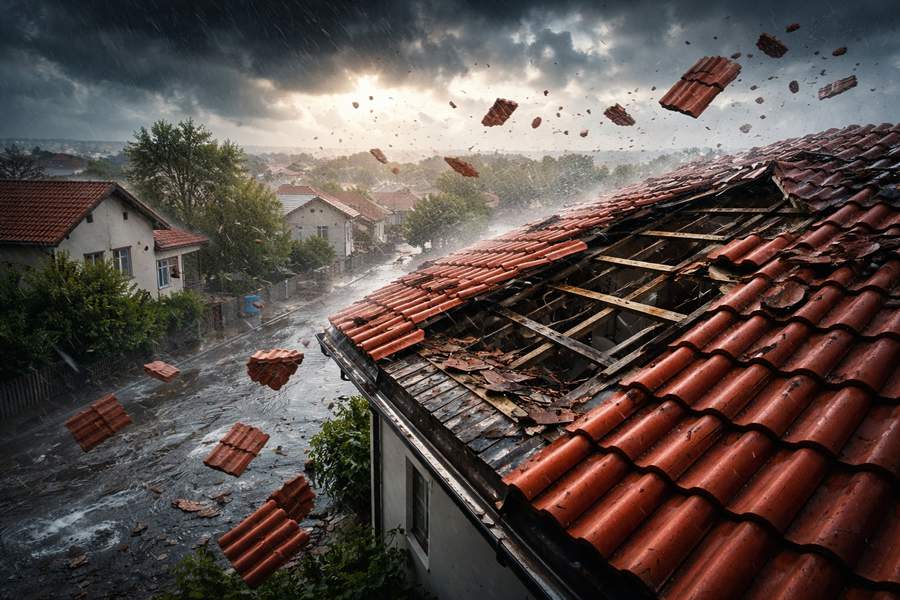 Telhas arrancadas por tempestades exp&otilde;em fragilidades e ampliam riscos nas cidades