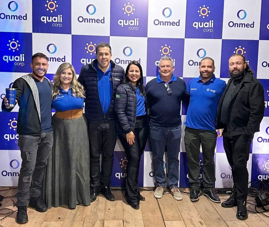 Executivos da operadora Onmed e da administradora Qualicorp, durante evento de lan&ccedil;amento da parceria, no Parque Harmonia, em Porto Alegre
