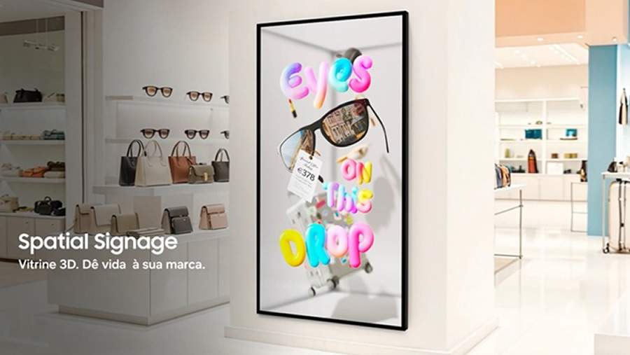   Spatial Signage, da Samsung, traz imagens em 3D sem &oacute;culos a partir de imagens em 2D. Imagem meramente ilustrativa.