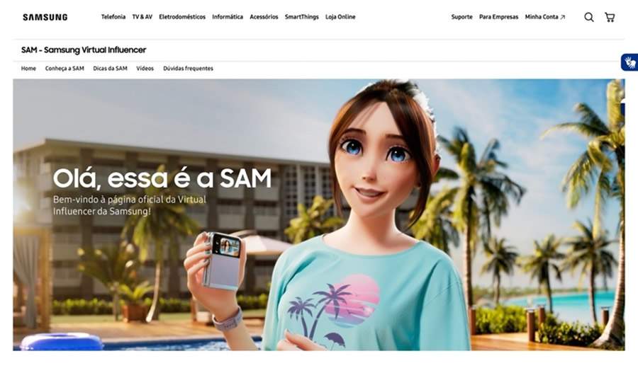 SAM, influenciadora digital da Samsung, lan&ccedil;a sua p&aacute;gina exclusiva
