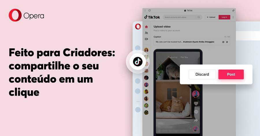 Opera se torna o primeiro navegador a adicionar suporte integrado ao TikTok