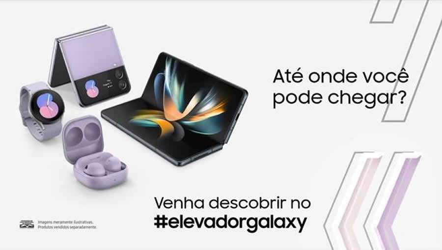 Em a&ccedil;&atilde;o, Samsung simula um elevador para apresentar novos produtos da linha Galaxy Z e Wearables