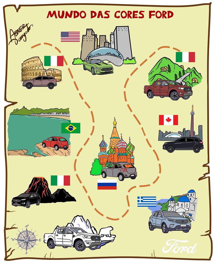 Desafios Ford: voc&ecirc; conhece o nome das cores destes carros?