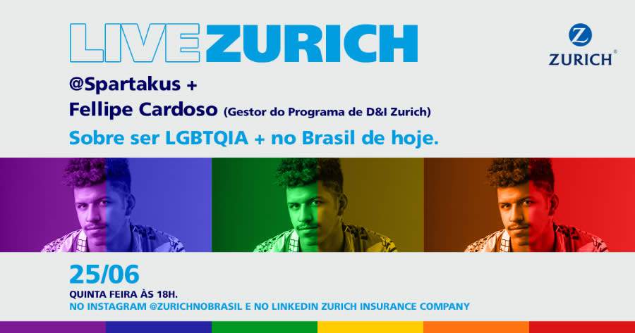 Live da Zurich celebra o m&ecirc;s do Orgulho LGBTQIA+ nesta quinta-feira, &agrave;s 18h