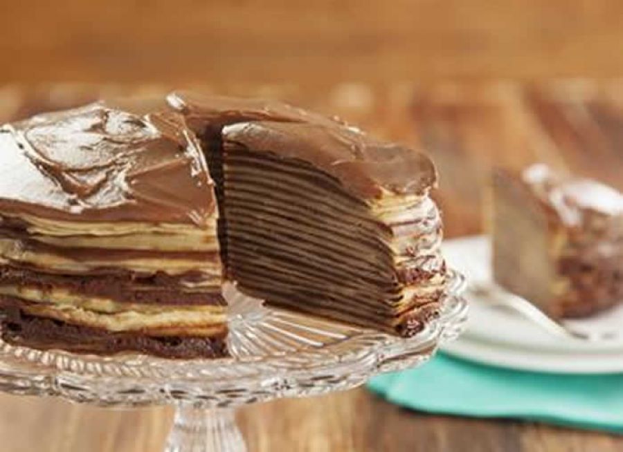 Receita CAFÉ PELÉ: Torta de Crepe de Café, Chocolate e Avelã
