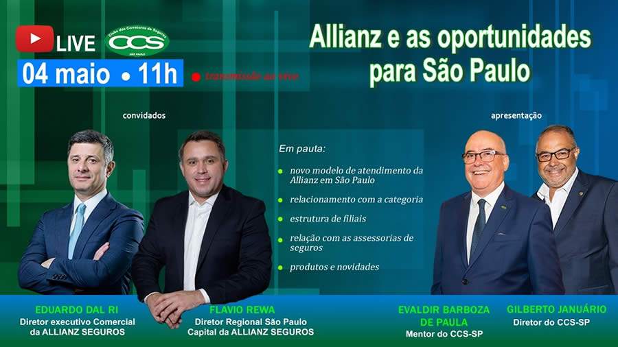 CCS-SP promover&aacute; live com a ALLIANZ para falar sobre oportunidades para os corretores