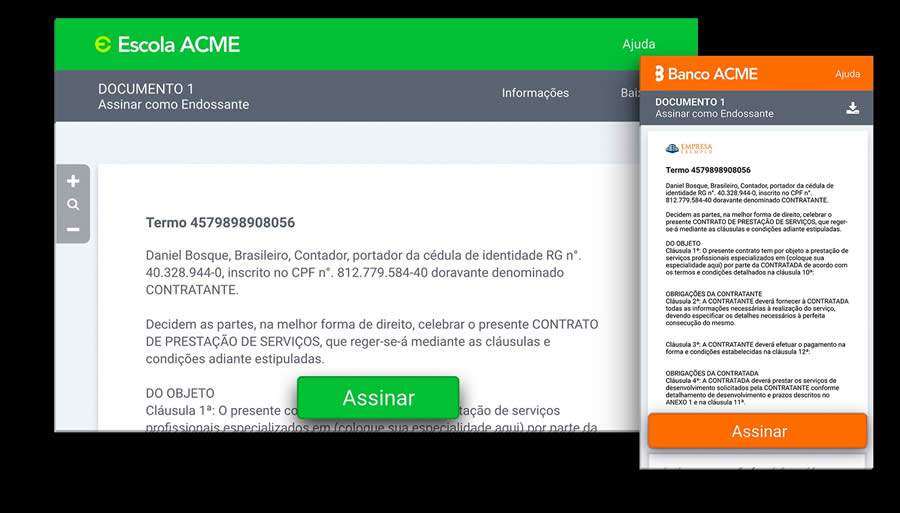 Uso de assinatura eletr&ocirc;nica dobra durante a quarentena