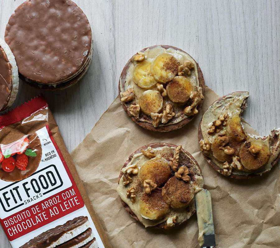 Receita FIT FOOD com Biscoito de Arroz e Pasta de Amendoim - Marca Fit Food - Divulgação